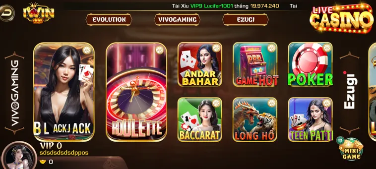LiveStream Casino iWin Club Sòng Bài Trực Tuyến Đẳng Cấp Thượng Lưu