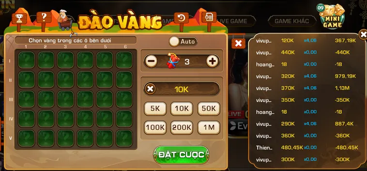 Minigame Đào Vàng Tại iWin Club Trải Nghiệm Cảm Giác Trúng Lớn