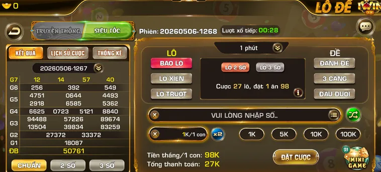 Lô Đề Siêu Tốc Tại iWin Club Nhận Kết Quả Chỉ Trong 1 Phút Đầy Kịch Tính